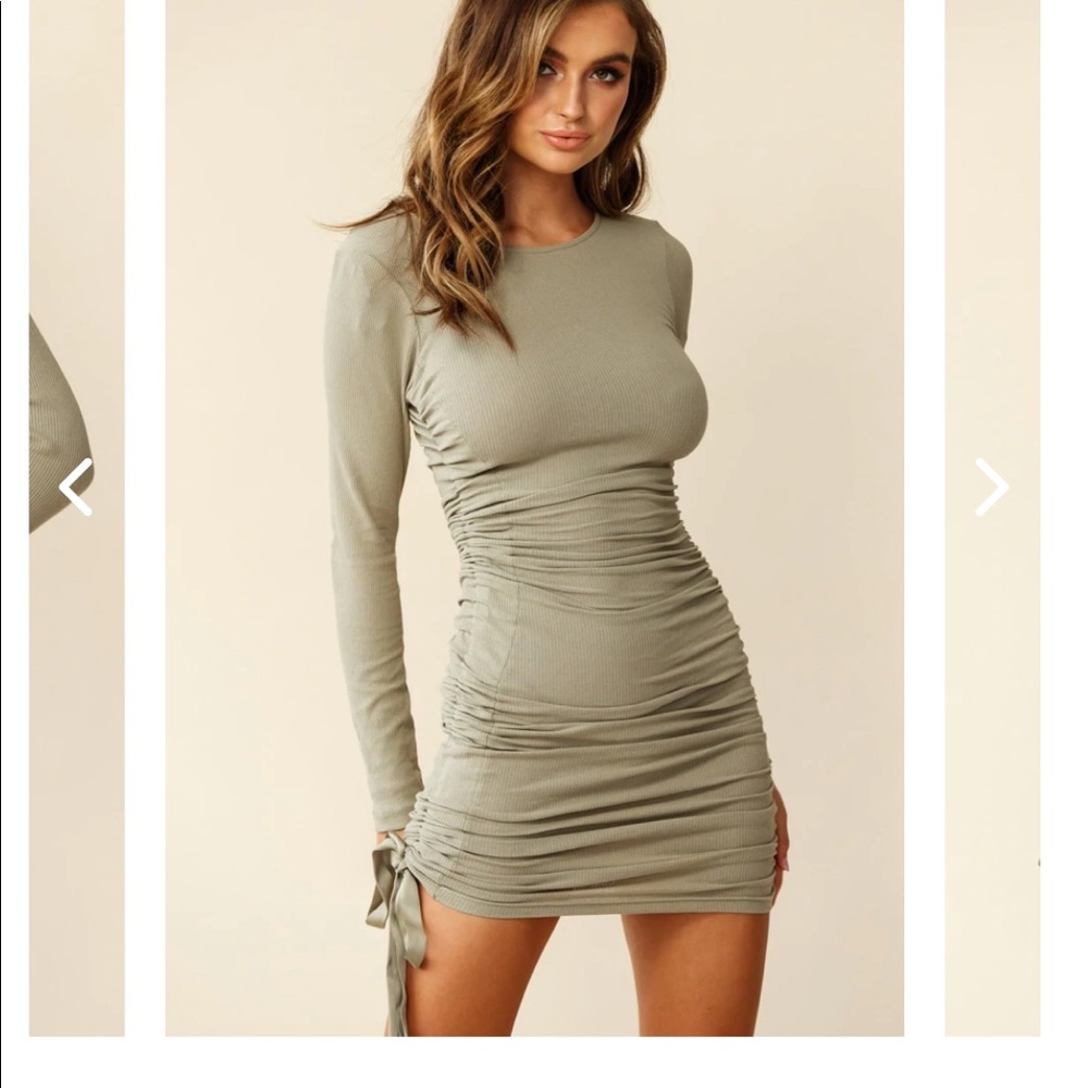 Selfie Leslie ribbed & ruched bodycon dress